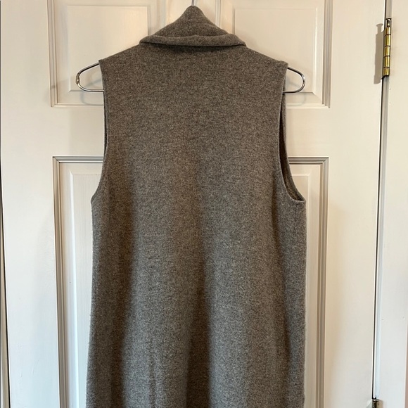 Raffi Greige Wool Yak Long Open Front Shrug with Waterfall Collar - Size Small - Picture 11 of 15